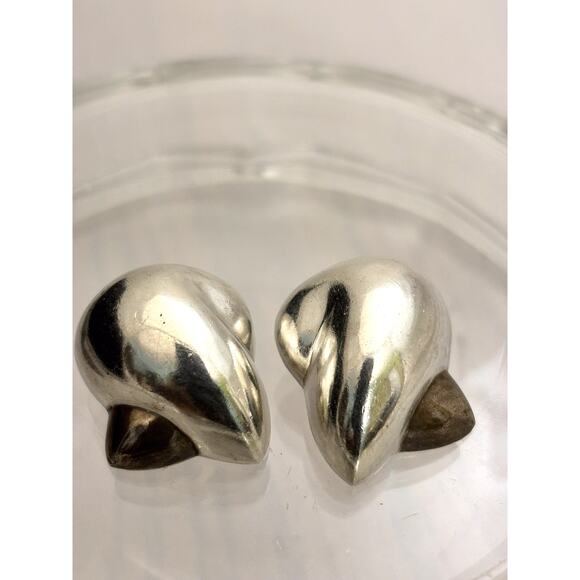 Vintage PATRICIA VON MUSULIN Sterling Modernist Clip On EARRINGS Iconic 28.3g - Picture 1 of 7